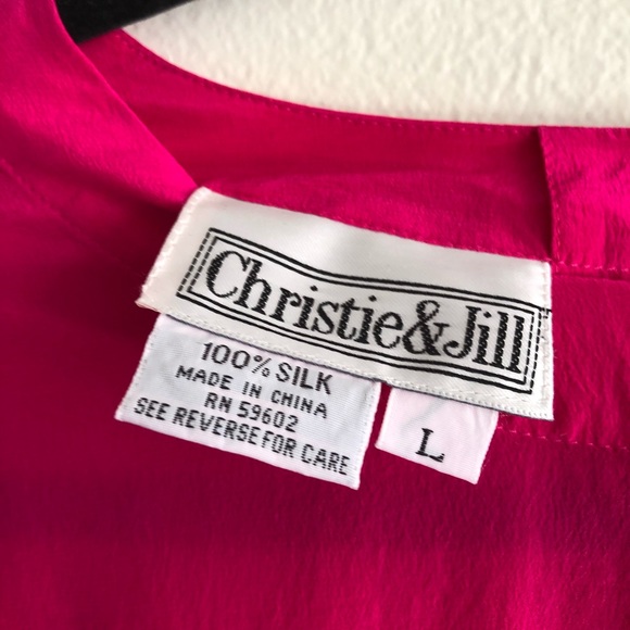 Vintage 100% Silk Hot Pink Top - Picture 5 of 5